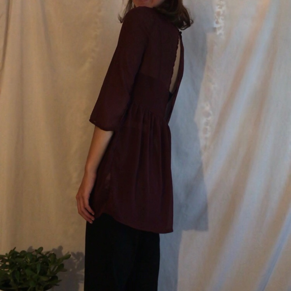 Maroon sheer top